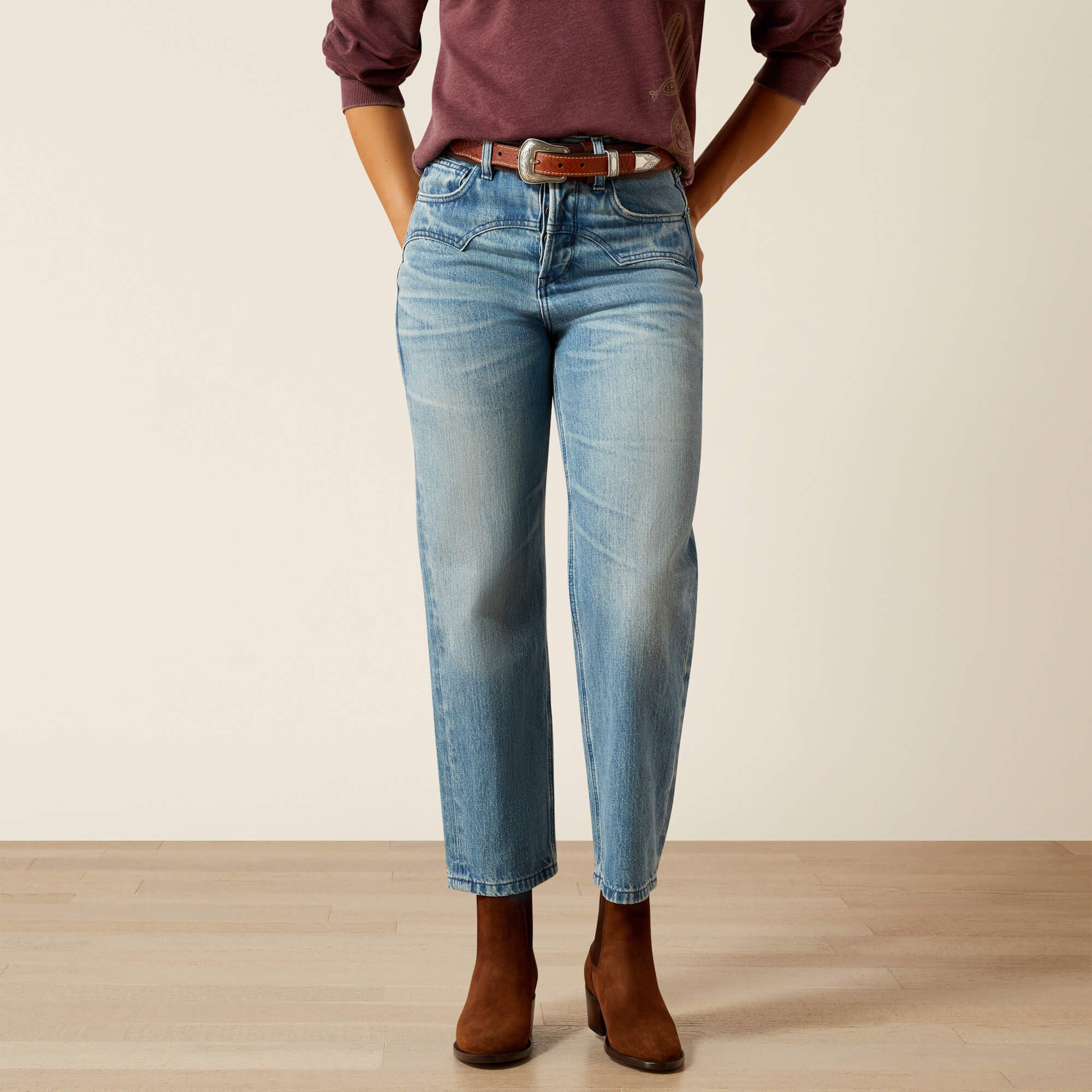 Ariat Ultra High Rise Cheyenne Yoke Tomboy Straight Leg Jean On Sale