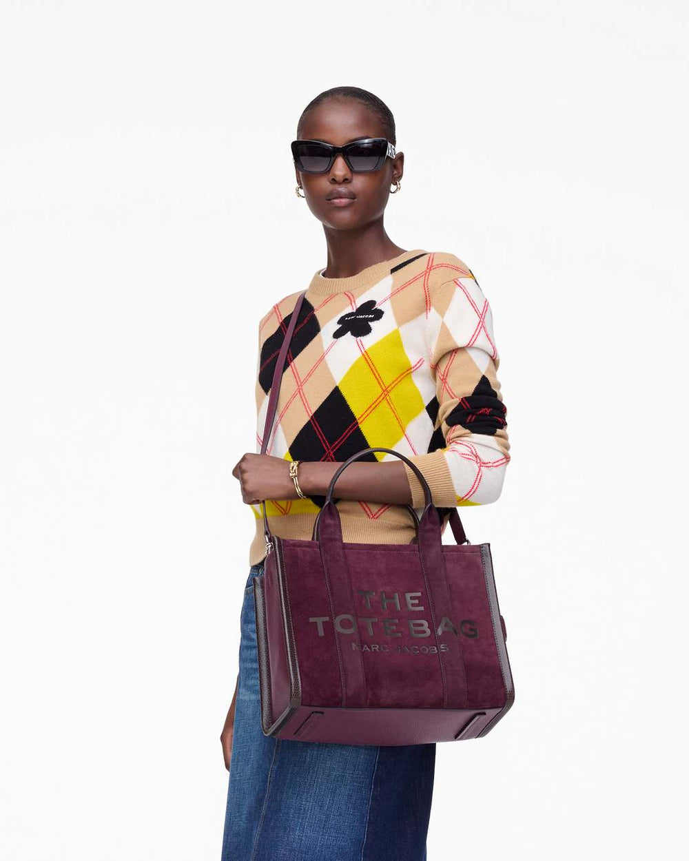 Marc Jacobs The Suede Medium Tote Bag Dark Plum