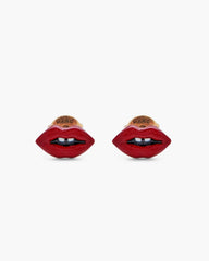Marc Jacobs The Lips Stud Earrings Gold/Red
